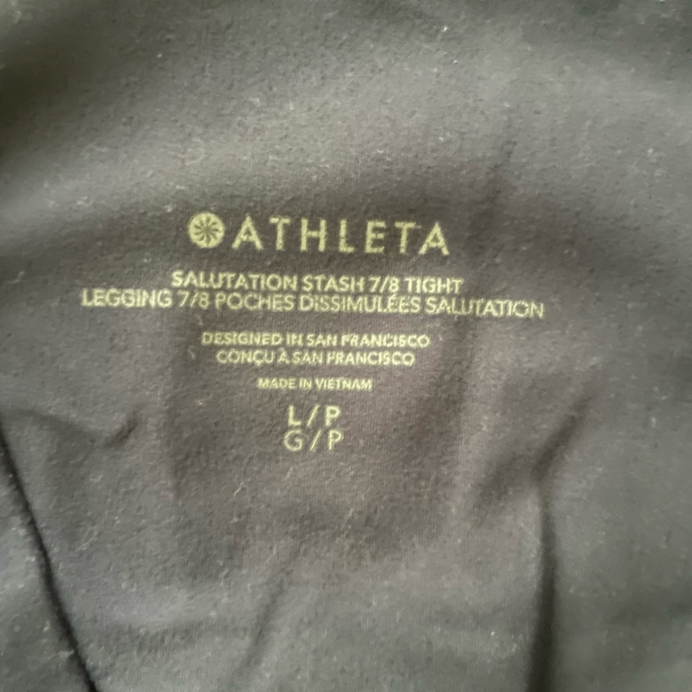 Athleta Navy Blue Salutation Stash 7/8 Tights